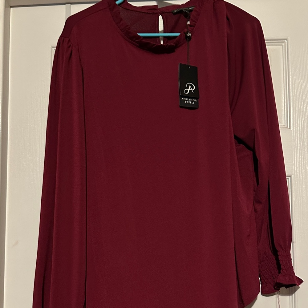 Adrianna Papell Burgundy Blouse